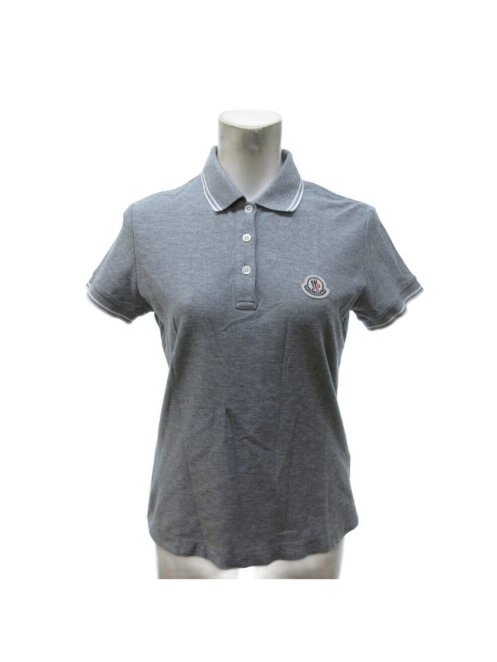 Moncler Polo Shirt Short Sleeve Pique Logo Patch Gray